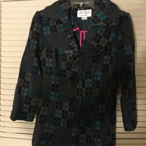 Wool/rayon jacket, 3/4 sleeves, fancy collar